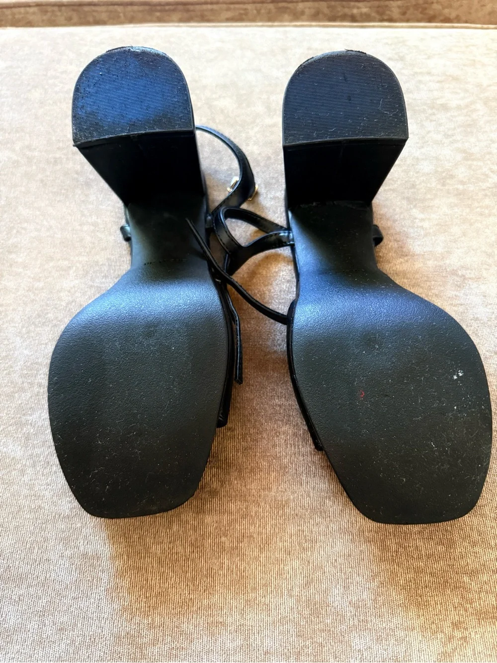 Open Edit Whitney Black Platform Block Heel Sandals | Size 7.5